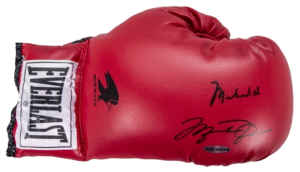 Muhammad Ali and Michael Jordan Dual Signed Red Everlast Boxing Glove (JSA & UDA)
